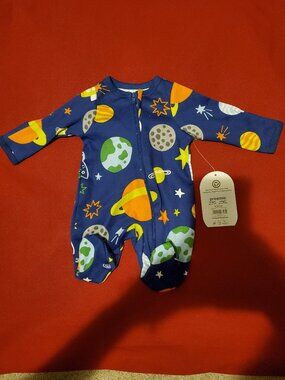 NEW PREEMIE WONDER NATION 100% ORGANIC COTTON TWO WAY ZIPPER FOOTED SLEEP ONSIE